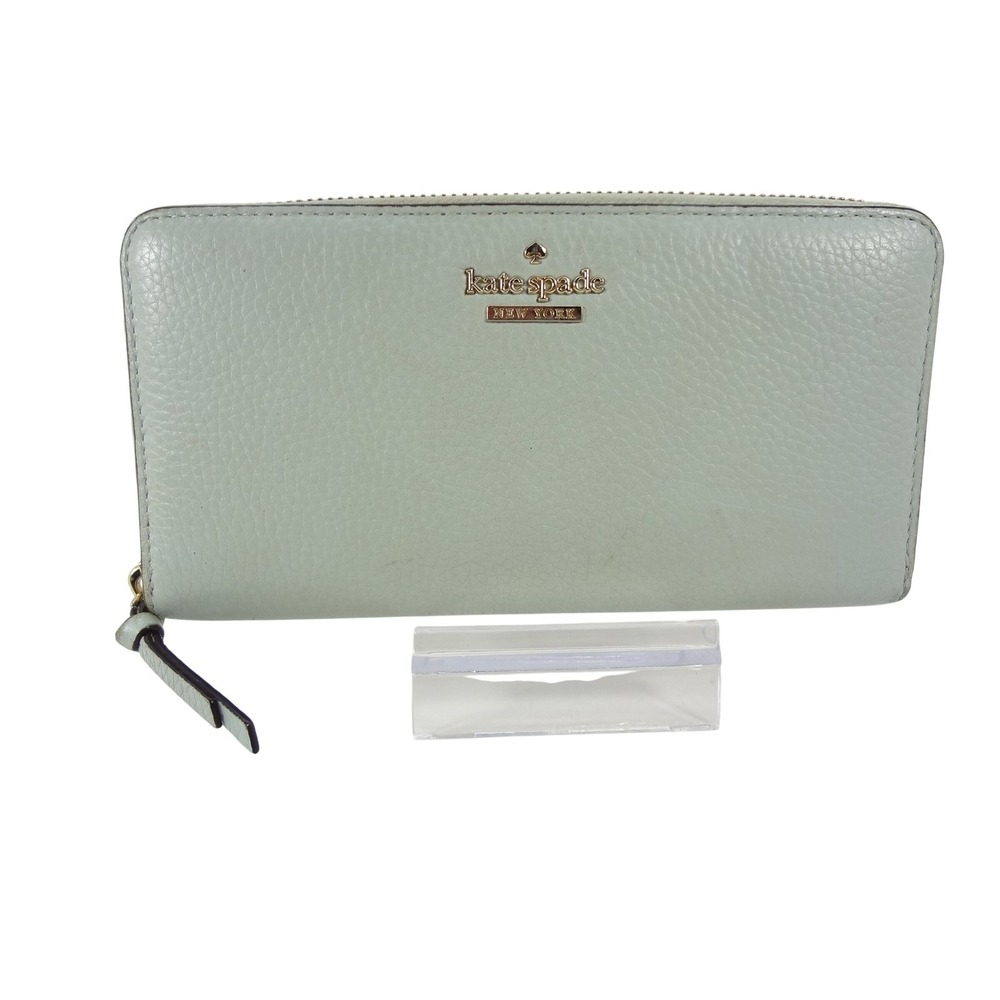 Kate Spade Light Pistachio Pebbled Leather Zip Around Continental Wallet D111 - Picture 2 of 7